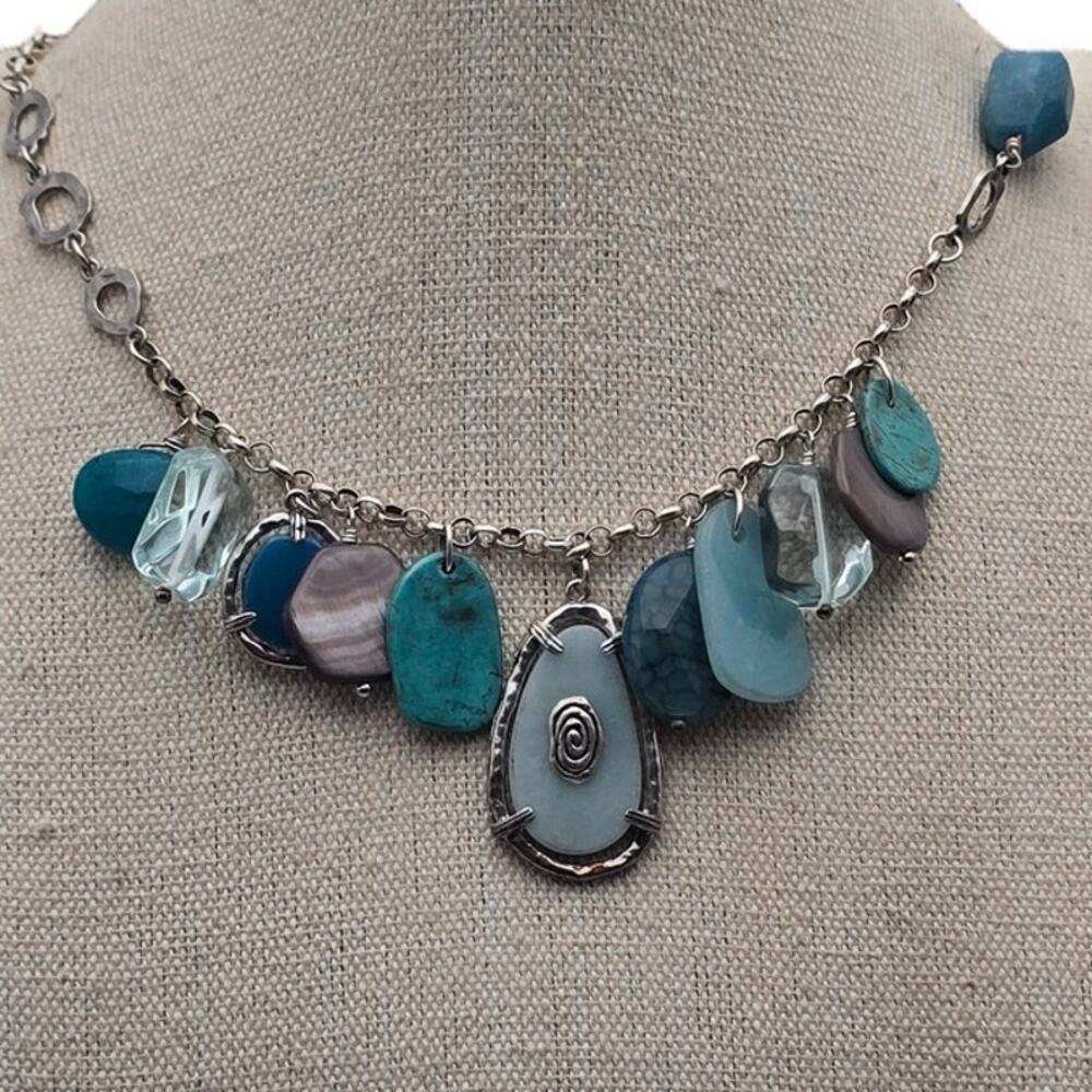 Silpada Blue Gemstone Charm Necklace Sterling Silver - Coastal Luxe Artisan